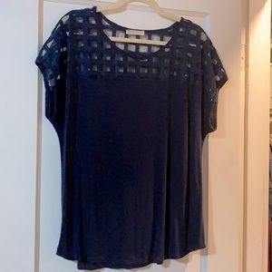 Navy blue short sleeve blouse
